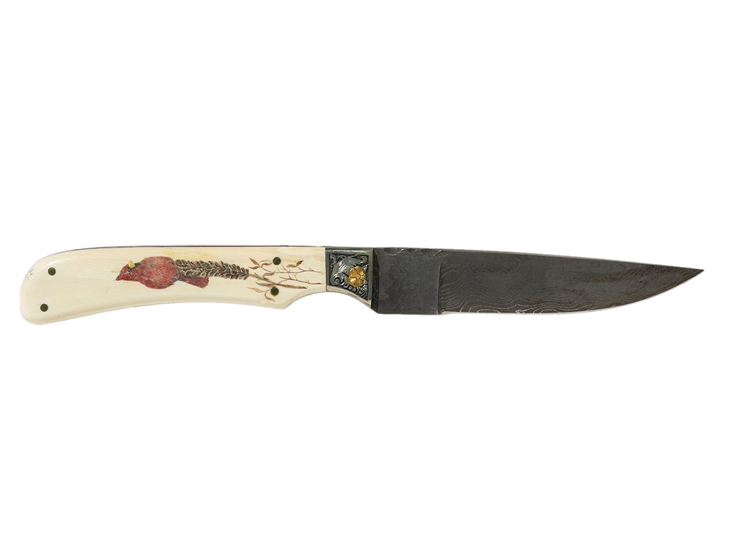 Cardinal Scrimshaw Custom Knife Cardinal Scrimshaw Knife