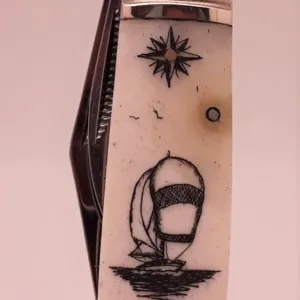 Knife - Rough Rider 5-3/4’ Double Blades Pocket Knife w/Scrimshaw