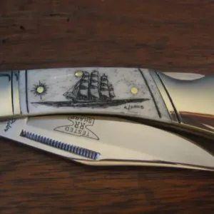 Knife - Rough Rider Bone Pocket Knife w/Scrimshaw