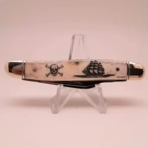 Knife - Rough Rider Triple Blade Pocket Knife w/ Scrimshaw
