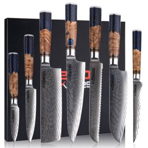 damascus kitchen knife set