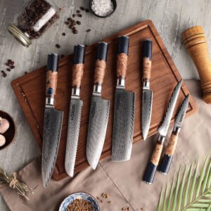 damascus kitchen knife set